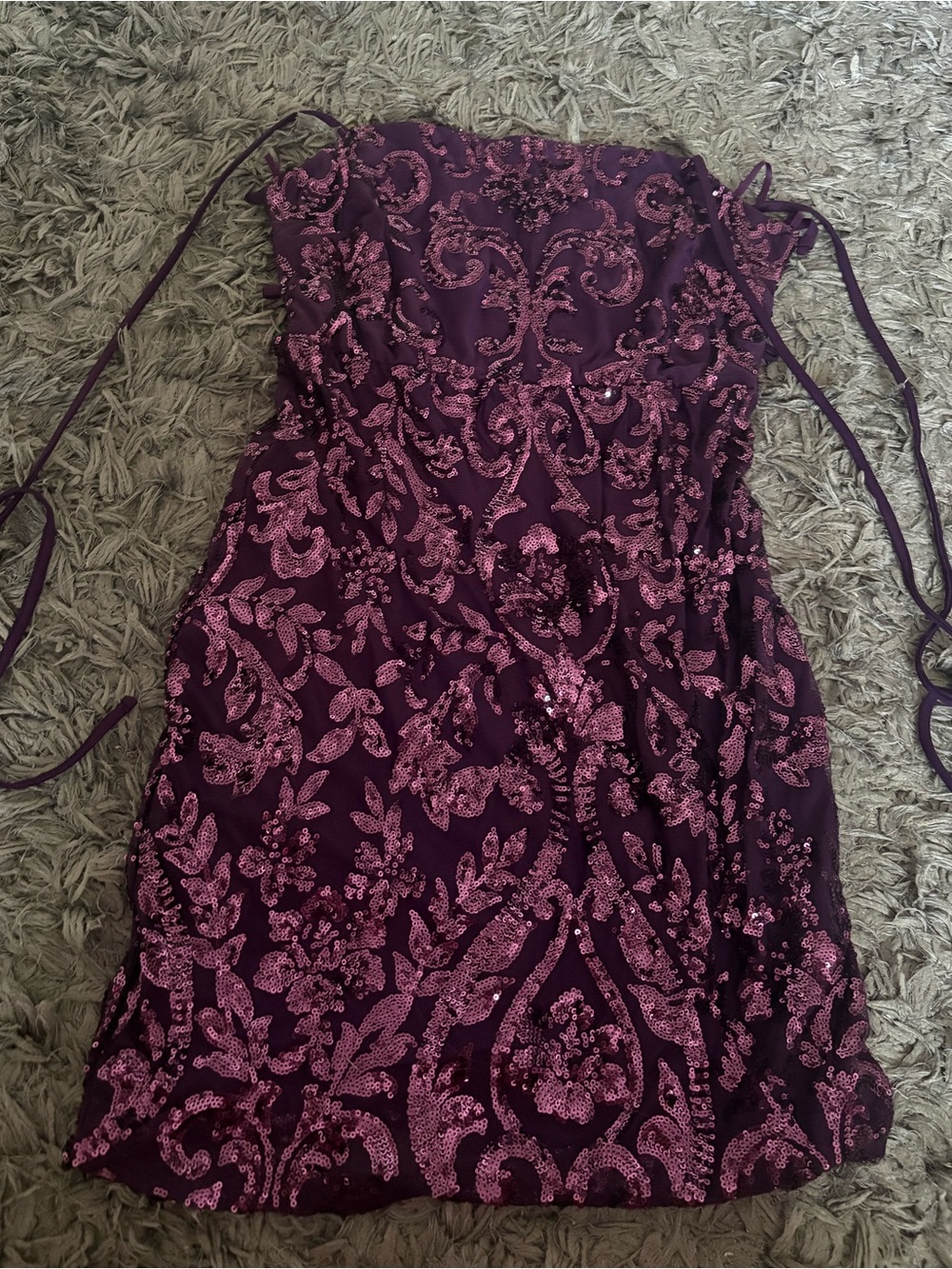 Windsor Strapless Plum Dress with Pink Sequin Embellishment
